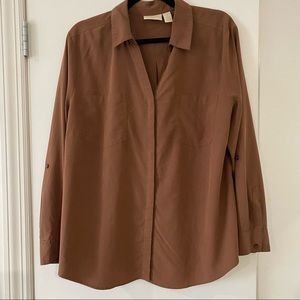 Vintage brown silk button down